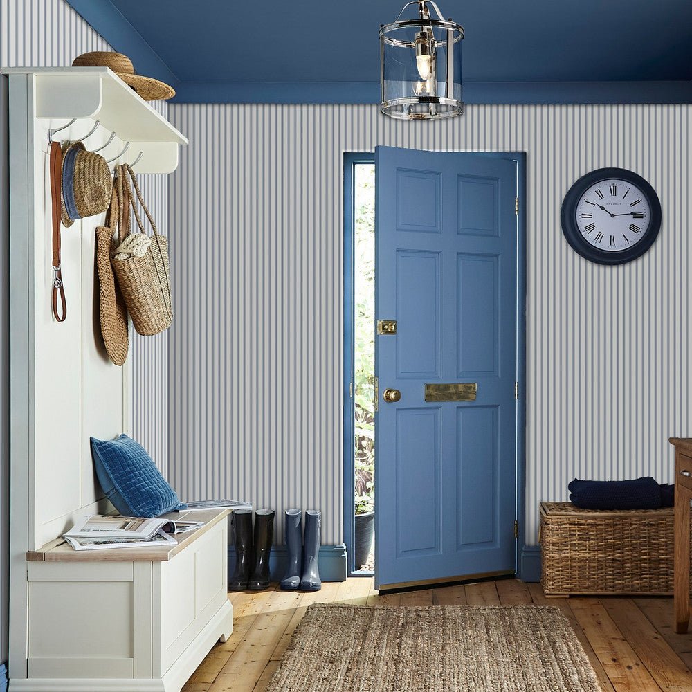 Farnworth Stripe Wallpaper - Smoke Blue - Laura Ashley - 122752 - Premier Wallcovering