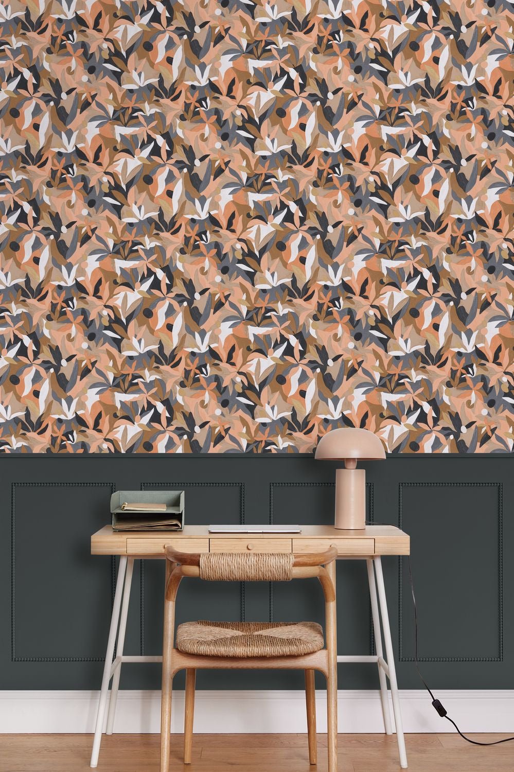 Fauve Wallpaper - Noisette/ Saumon Fond Noir - Caselio - 102169919