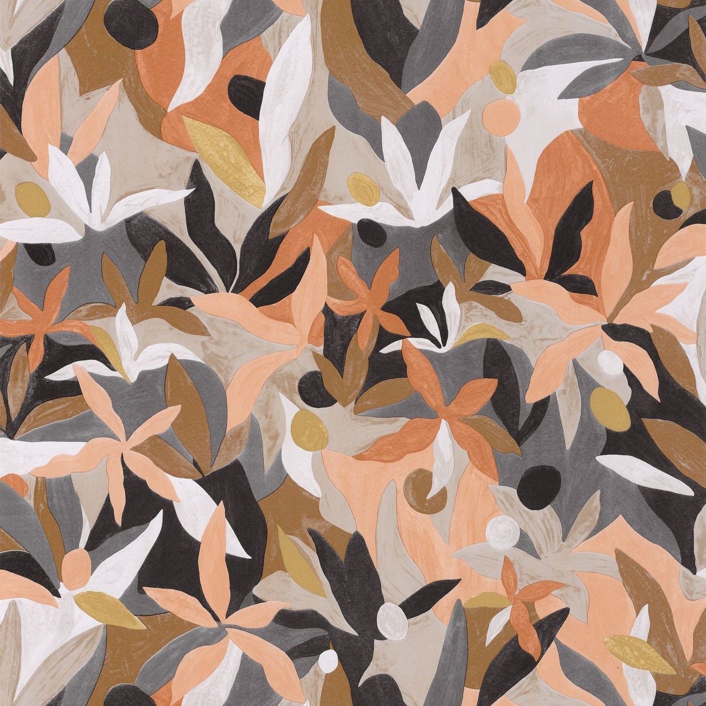 Fauve Wallpaper - Noisette/ Saumon Fond Noir - Caselio - 102169919