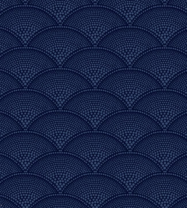 Feather Fan Wallpaper - Metallic Cornflower on Ink - 89/4019 - Cole & Son - Premier Wallcovering