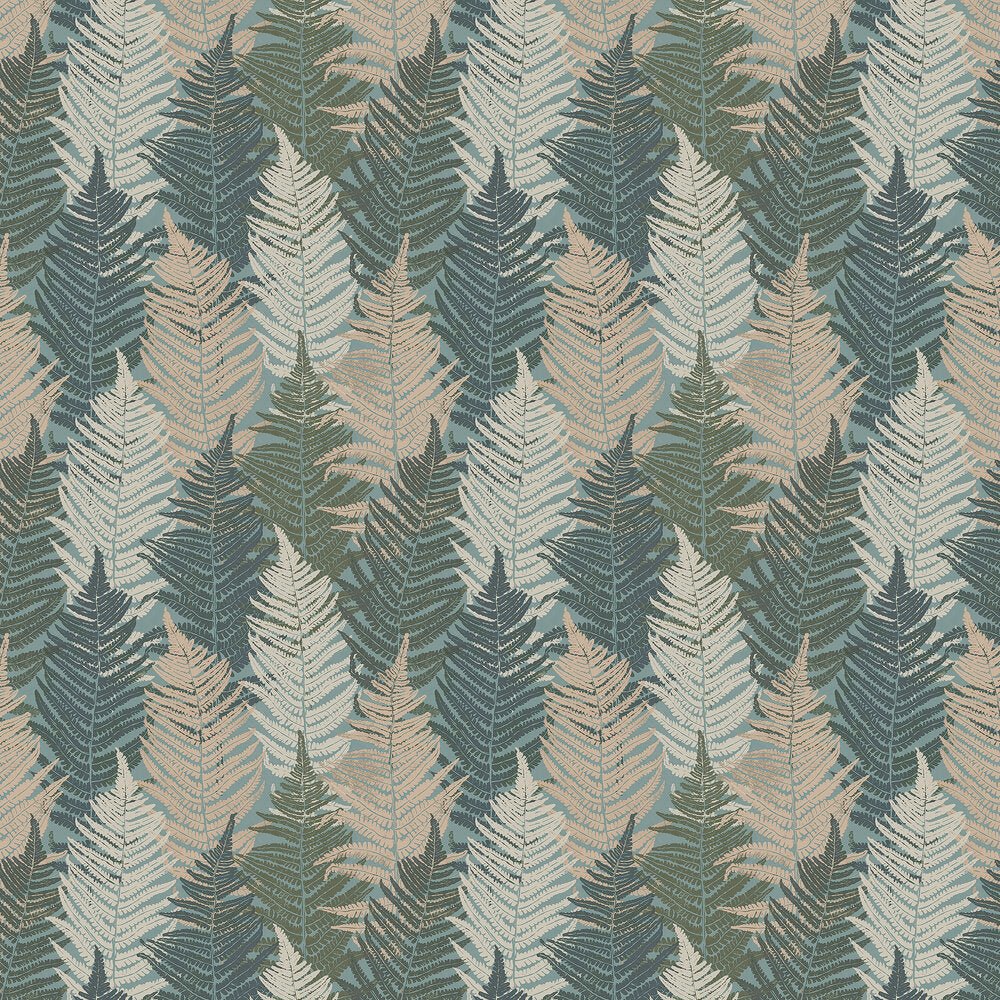 Fern Forest Wallpaper - Blue - Green and Beige - Boråstapeter - 1162 - Premier Wallcovering