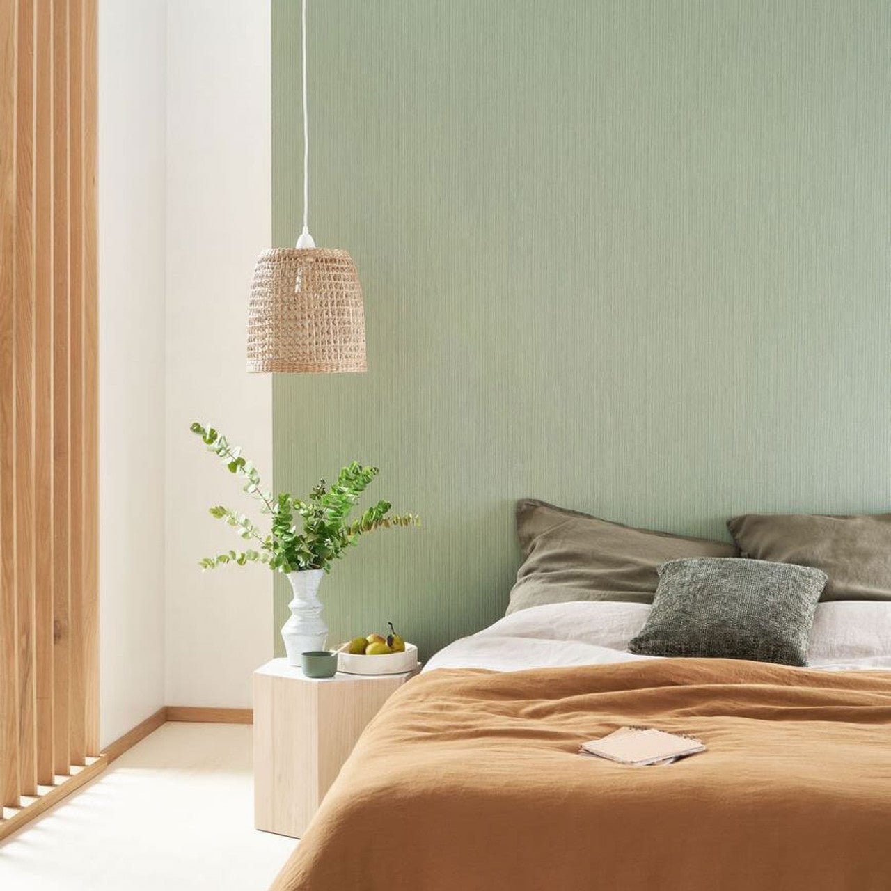 Fiber Vert Lichen Wallpaper - Vert Lichen - Casadeco - 82397387 - Premier Wallcovering