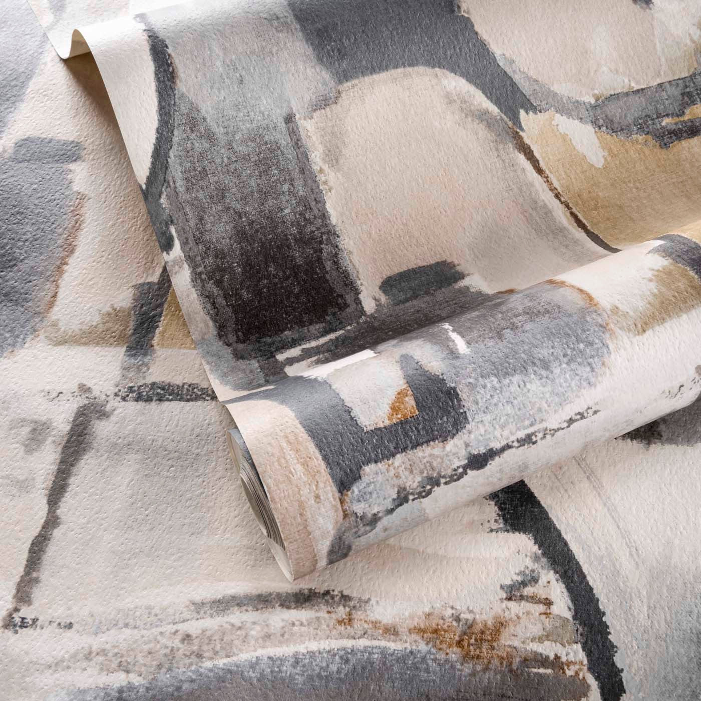 Figura Wallpaper - Linen/Charcoal - Clarke & Clarke - W0180/02 - Premier Wallcovering