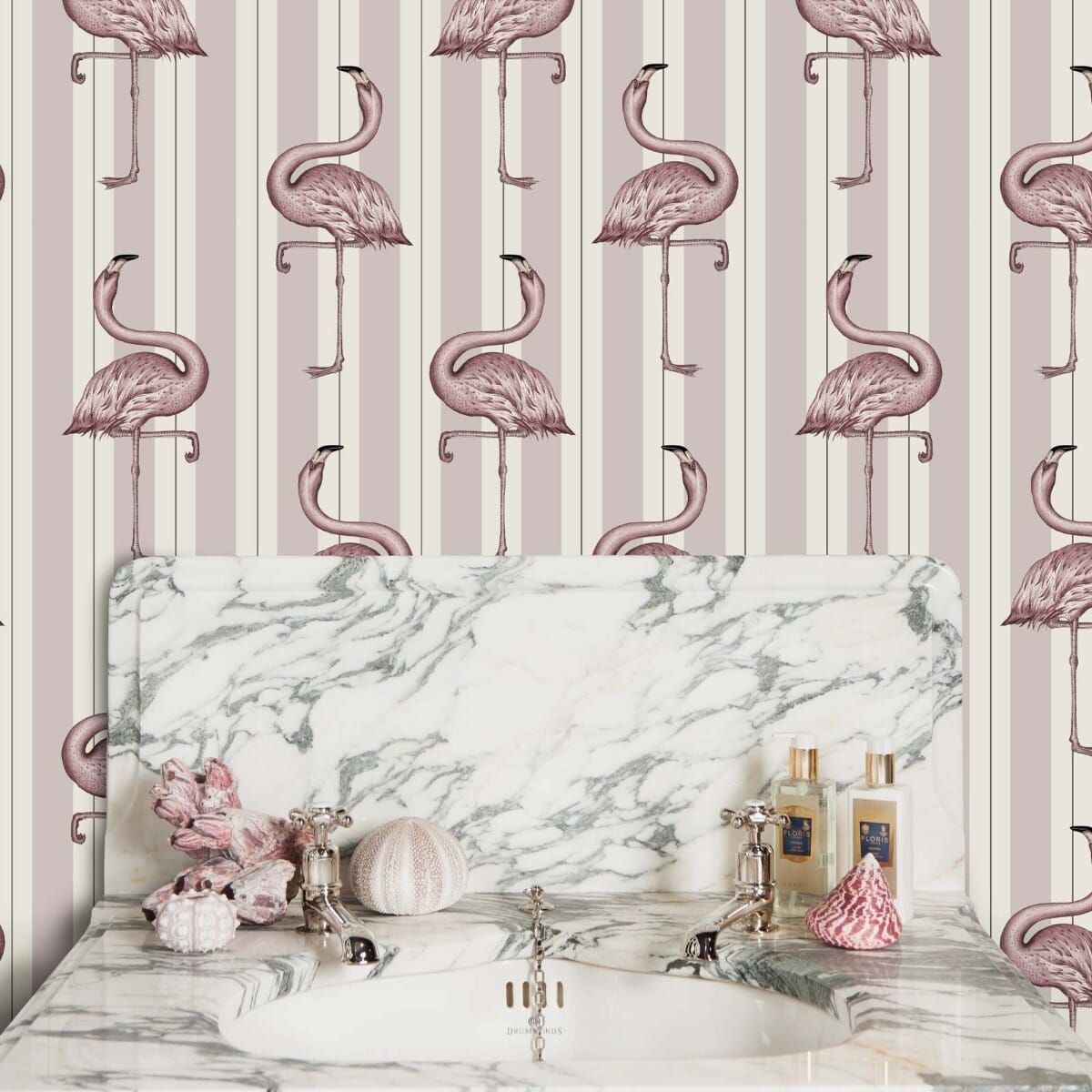 Flamboyance Wallpaper - Off-White & Macaroon-Pink - House of Hackney - 1-WA-FLA-DI-MPK-XXX