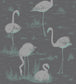 Flamingos Wallpaper - Metallic Silver & Teal on Charcoal - 95/8048 - Cole & Son - Premier Wallcovering