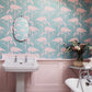 Flamingos Wallpaper - Turquoise Pink - DVIN214569 - Sanderson