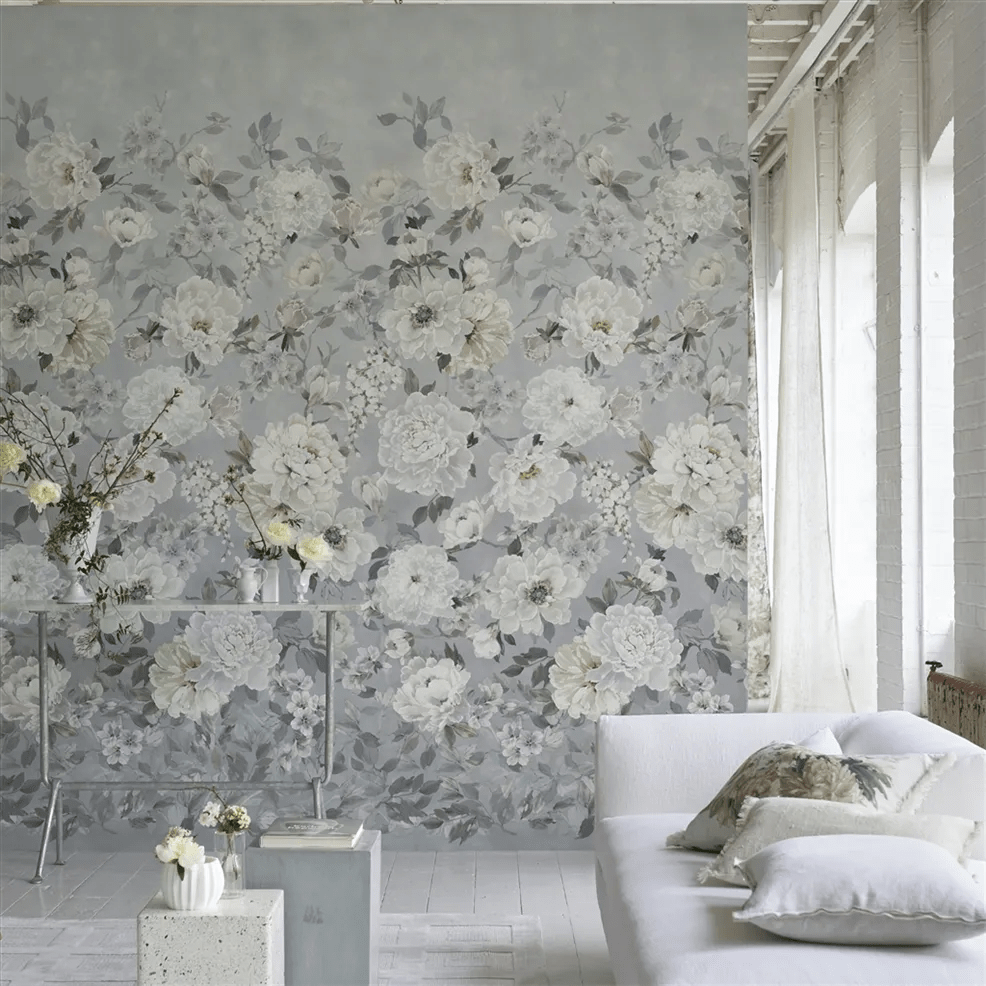 Fleur Blanche Wallpaper - Platinum - PDG1172/02 - Designers Guild