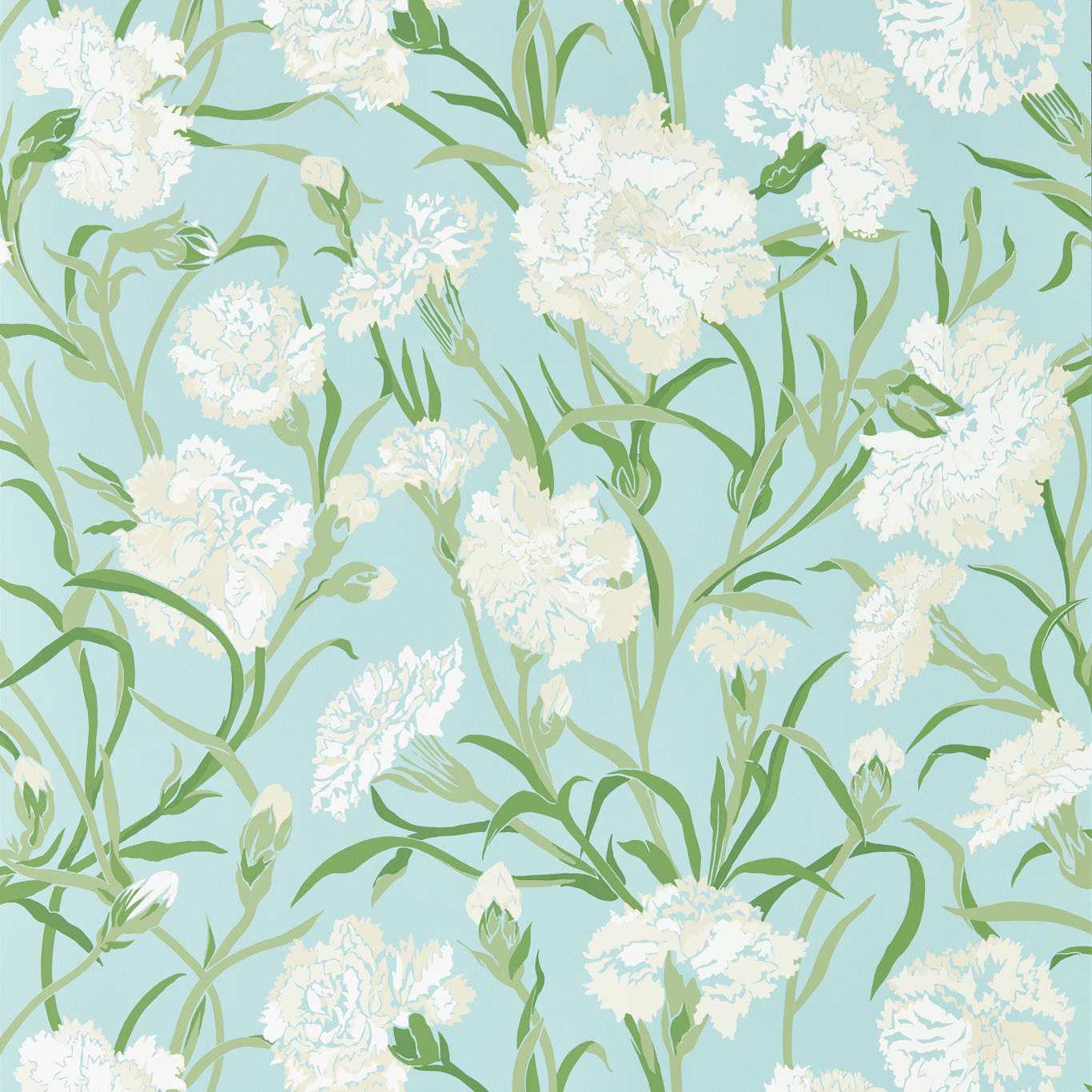 Fleur de Joie Wallpaper - Chalk/Emerald/Sky - Harlequin - HRTW113135