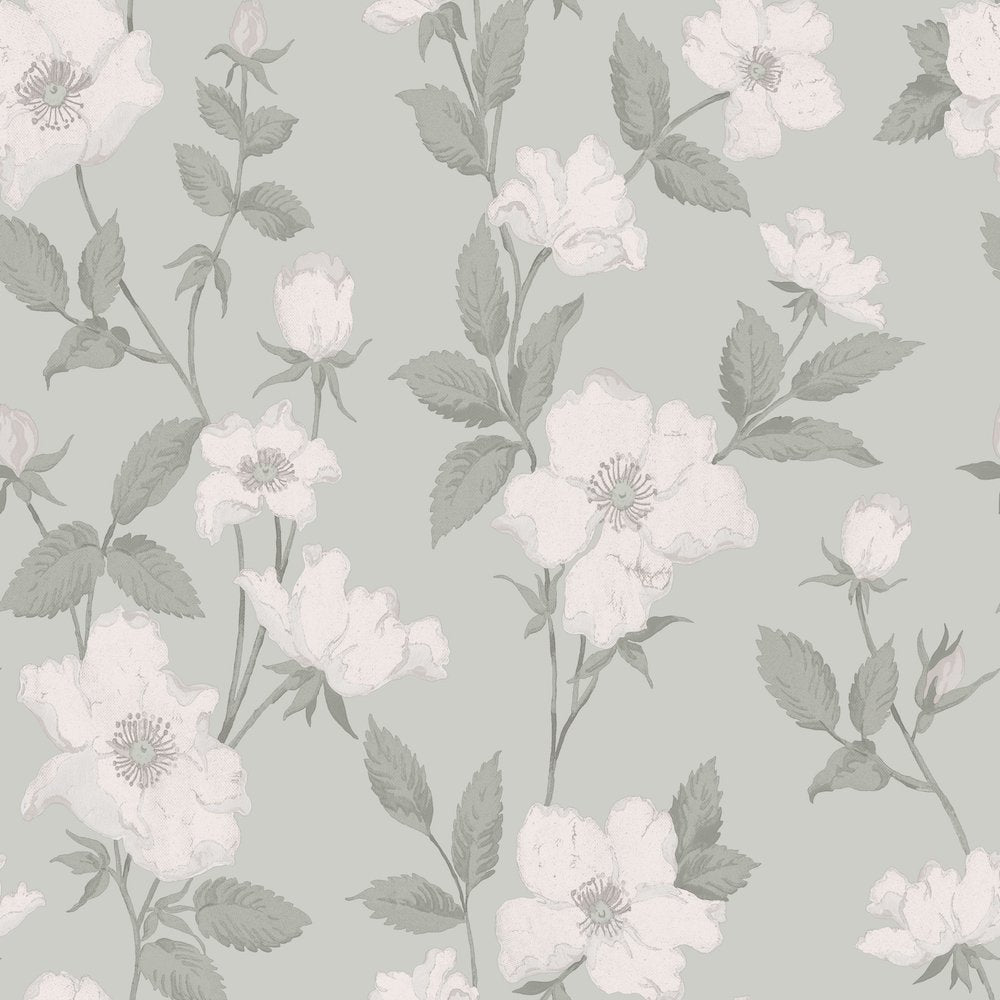 Fleurir Wallpaper - Smoke Green - Laura Ashley - 114917 - Premier Wallcovering
