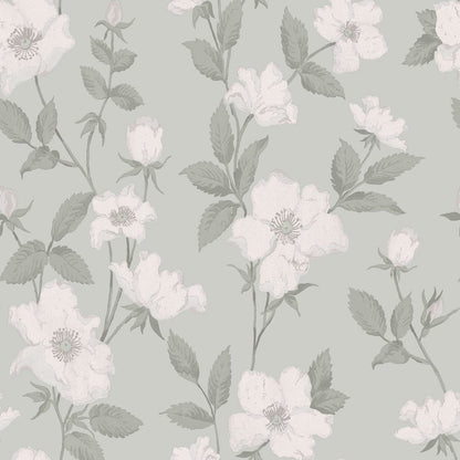 Fleurir Wallpaper - Smoke Green - Laura Ashley - 114917 - Premier Wallcovering