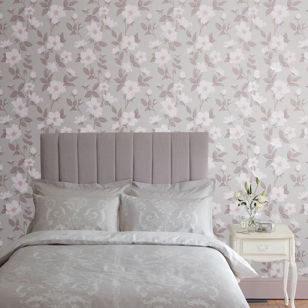 Fleurir Wallpaper - Violet - Laura Ashley - 114918 - Premier Wallcovering