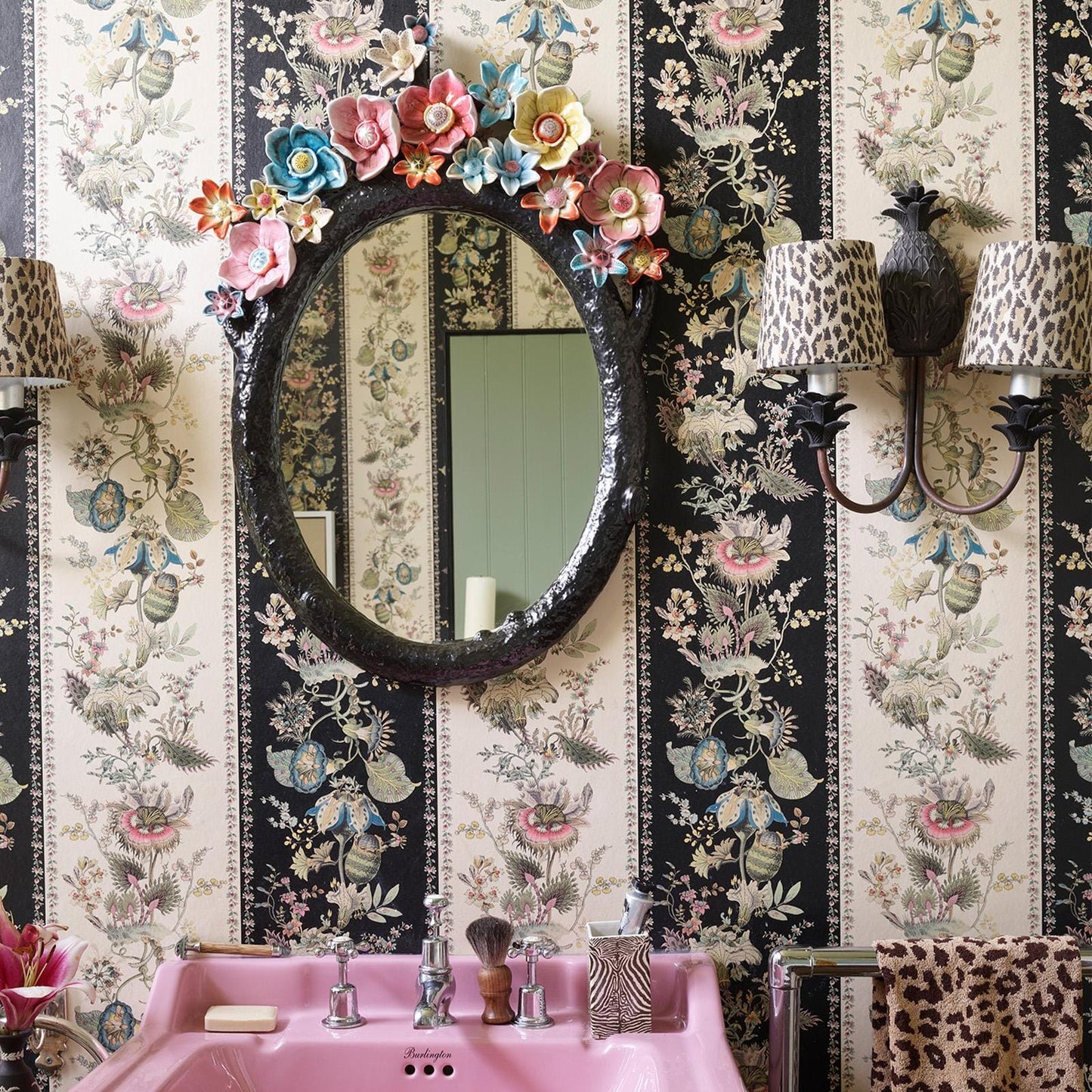 Flora Fantasia Stripe Wallpaper - Noir - House of Hackney - 1-WA-FLF-DI-STR-XXX-004