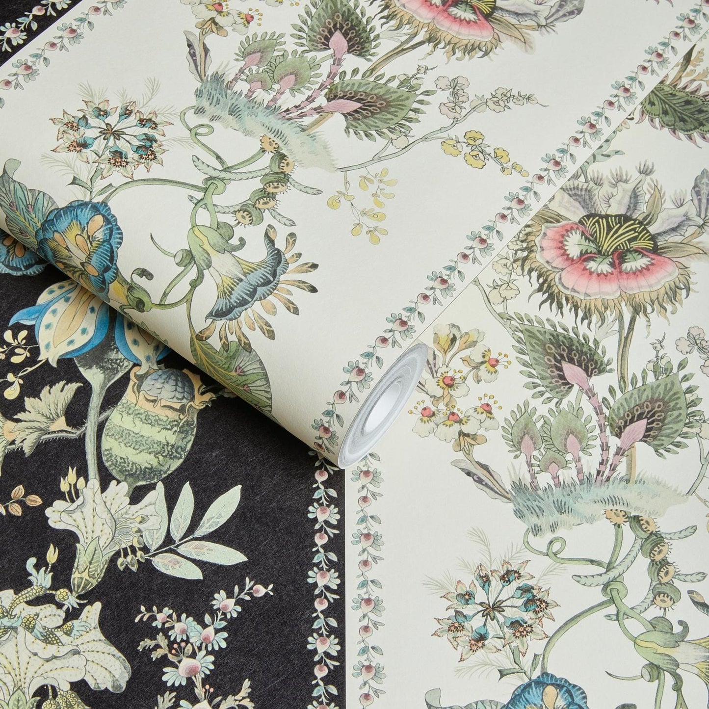 Flora Fantasia Stripe Wallpaper - Noir - House of Hackney - 1-WA-FLF-DI-STR-XXX-004