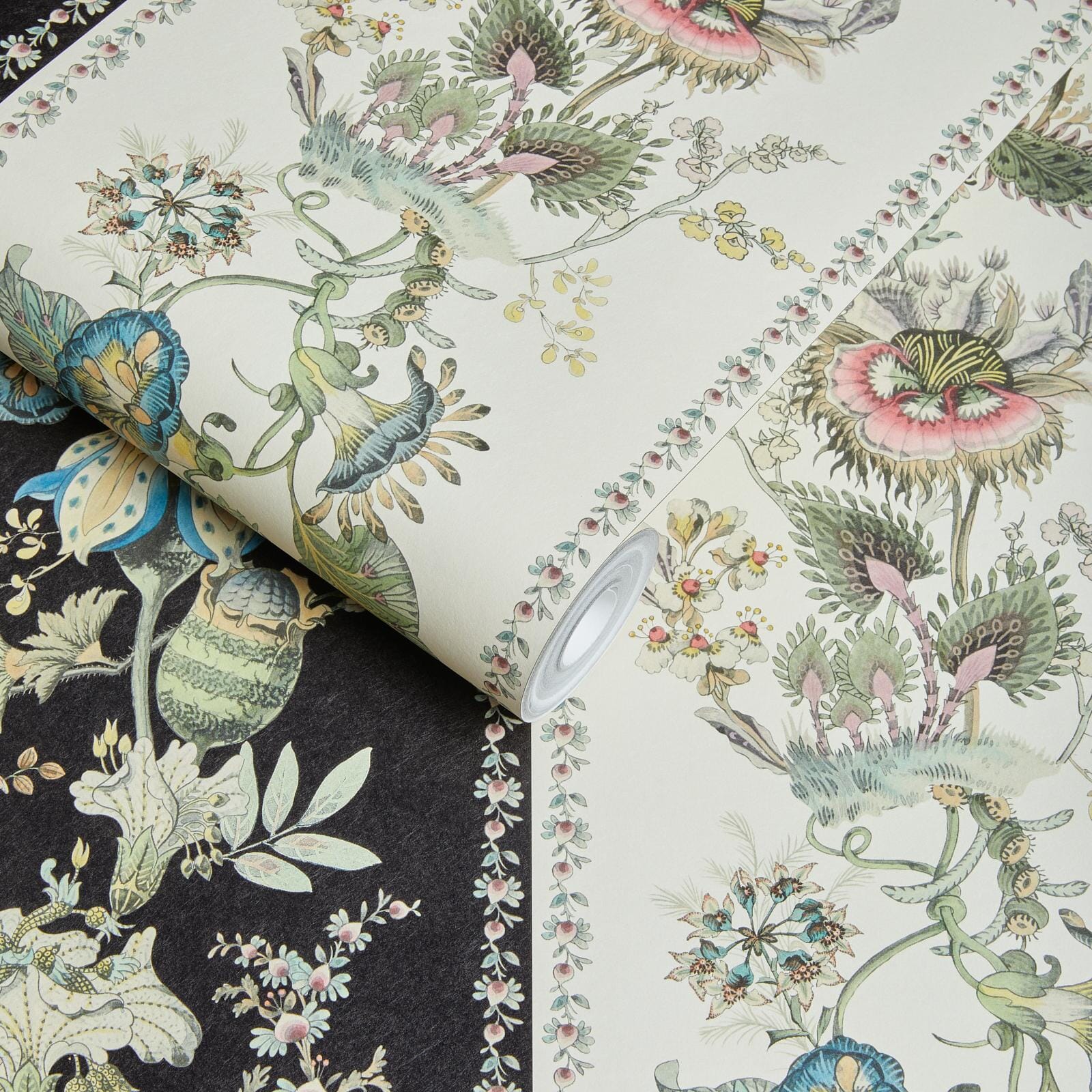 Flora Fantasia Stripe Wallpaper - Noir - House of Hackney - 1-WA-FLF-DI-STR-XXX-004
