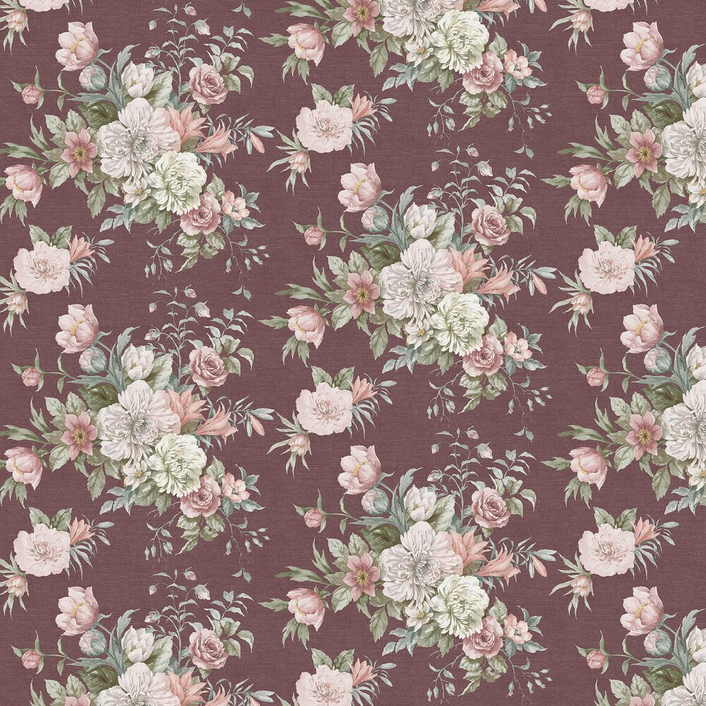 Floral Charm Wallpaper - Maroon - Boråstapeter - 4255 - Premier Wallcovering