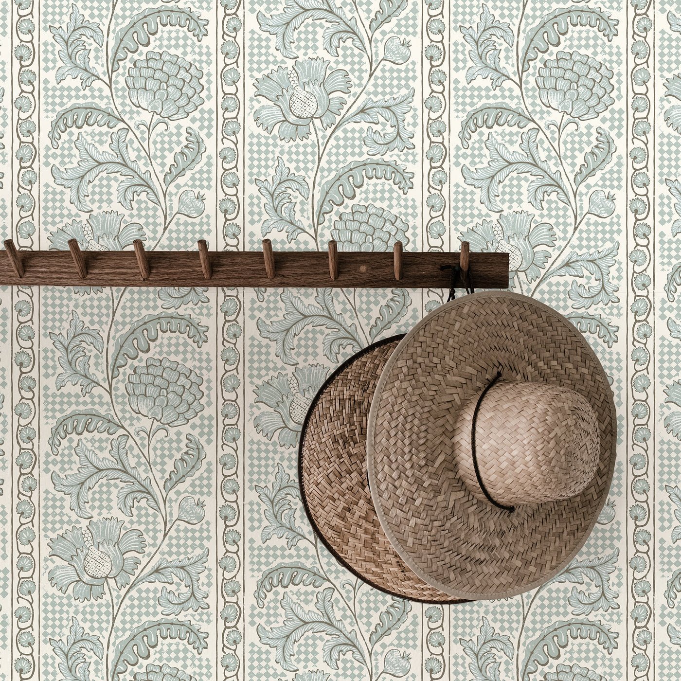 Floral Check Wallpaper - Barton Blue and Cotswold White - Josephine Munsey - JMW-102821 - Premier Wallcovering