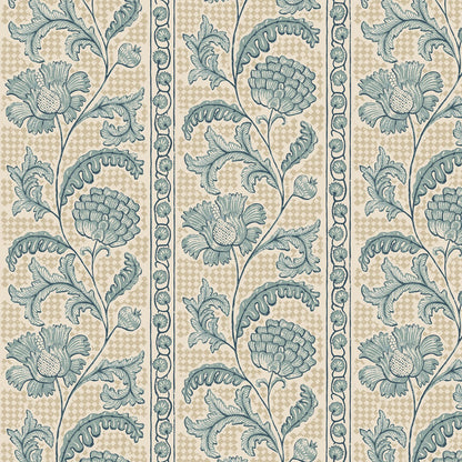 Floral Check Wallpaper - Osney Blue and Salt Ridge - Josephine Munsey - JMW-102801 - Premier Wallcovering