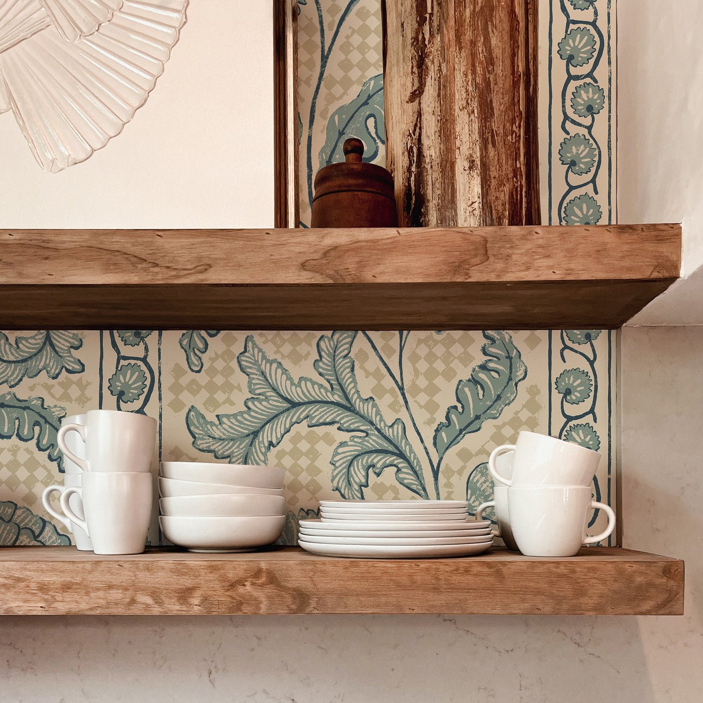 Floral Check Wallpaper - Osney Blue and Salt Ridge - Josephine Munsey - JMW-102801 - Premier Wallcovering