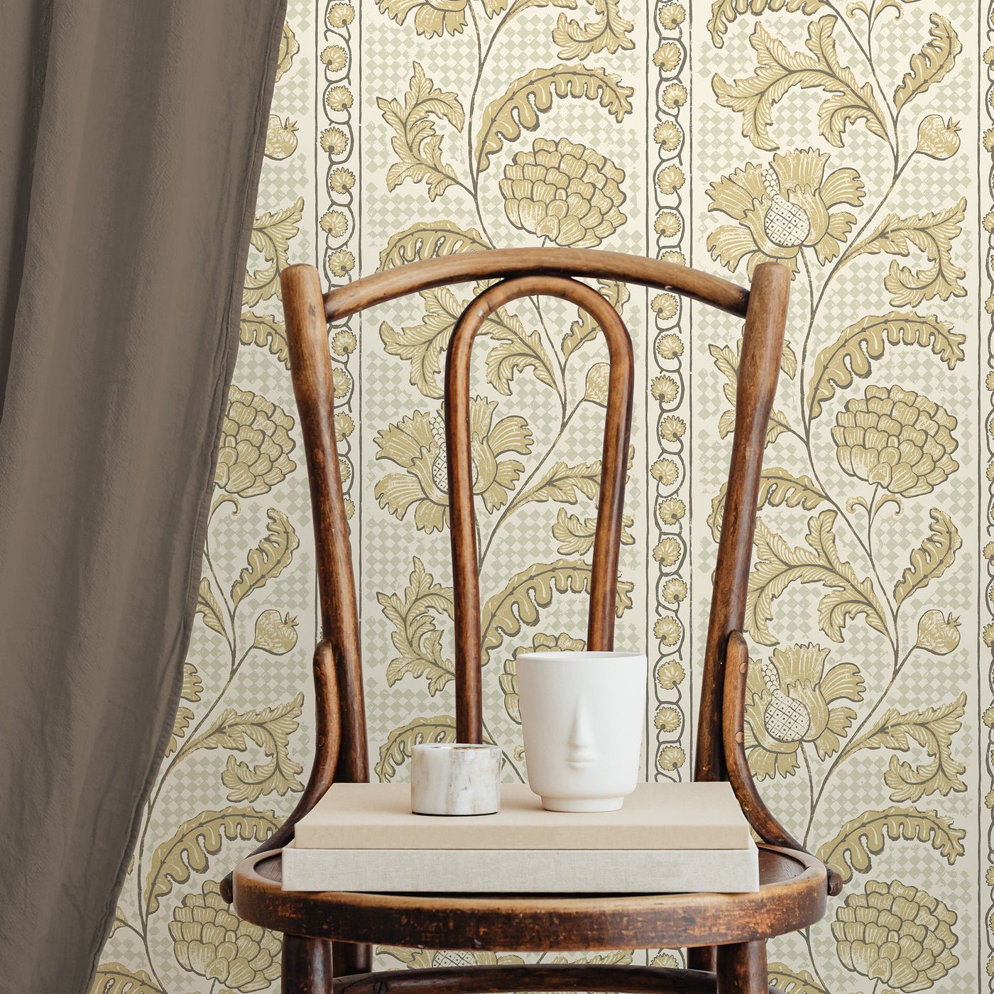 Floral Check Wallpaper - Lemon and Salt Ridge - Josephine Munsey - JMW-102831 - Premier Wallcovering