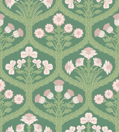 Floral Kingdom Wallpaper - Ballet Slipper & Leaf Green on Forest - 116/3009 - Cole & Son - Premier Wallcovering