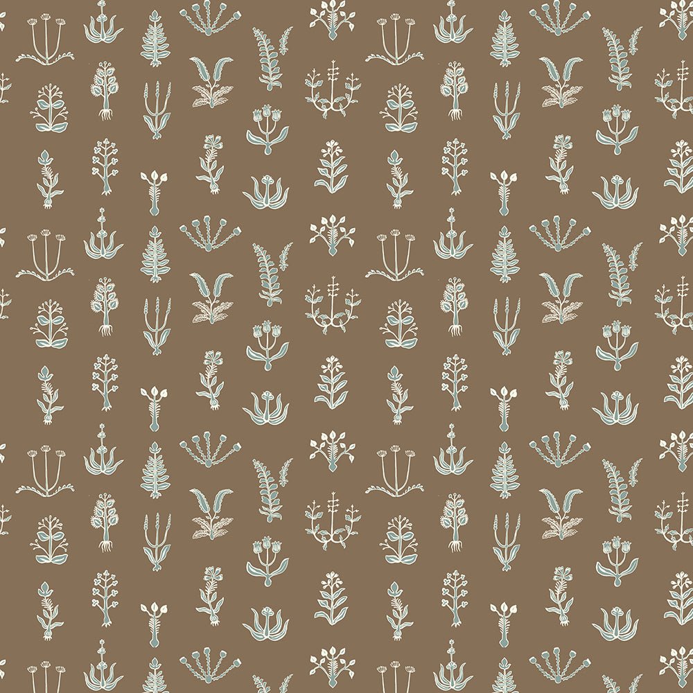 Floral Spot Wallpaper - Clarke White - Osney Blue - Kemp Brown - Josephine Munsey - FLO-017-006-025 - Premier Wallcovering