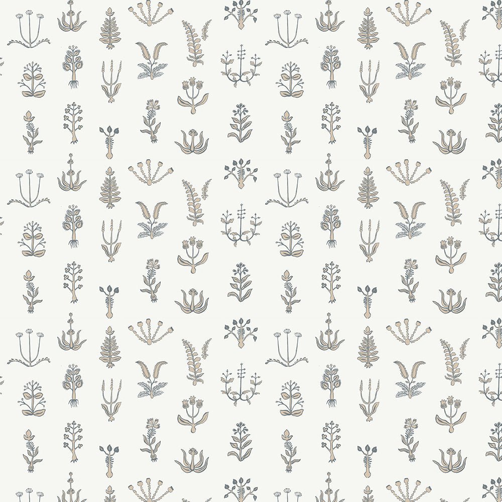 Floral Spot Wallpaper - Bude Blue - Cromwell Stone - Hilles White - Josephine Munsey - FLO-024-027-037 - Premier Wallcovering