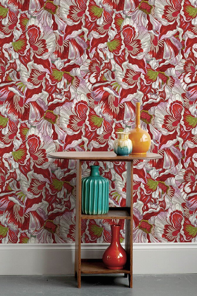 Florama Wallpaper - Scarlet - Timorous Beasties - JNGL/FRMA/SMM/01 - Premier Wallcovering