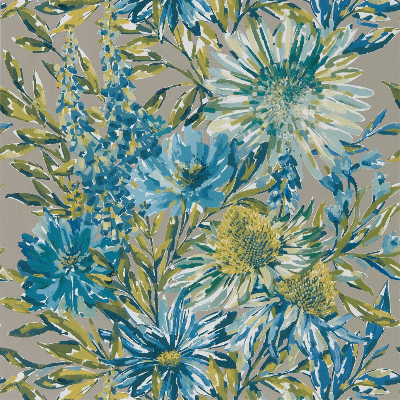 Floreale Wallpaper - Cornflower/Gilver - Harlequin - HSTO111496