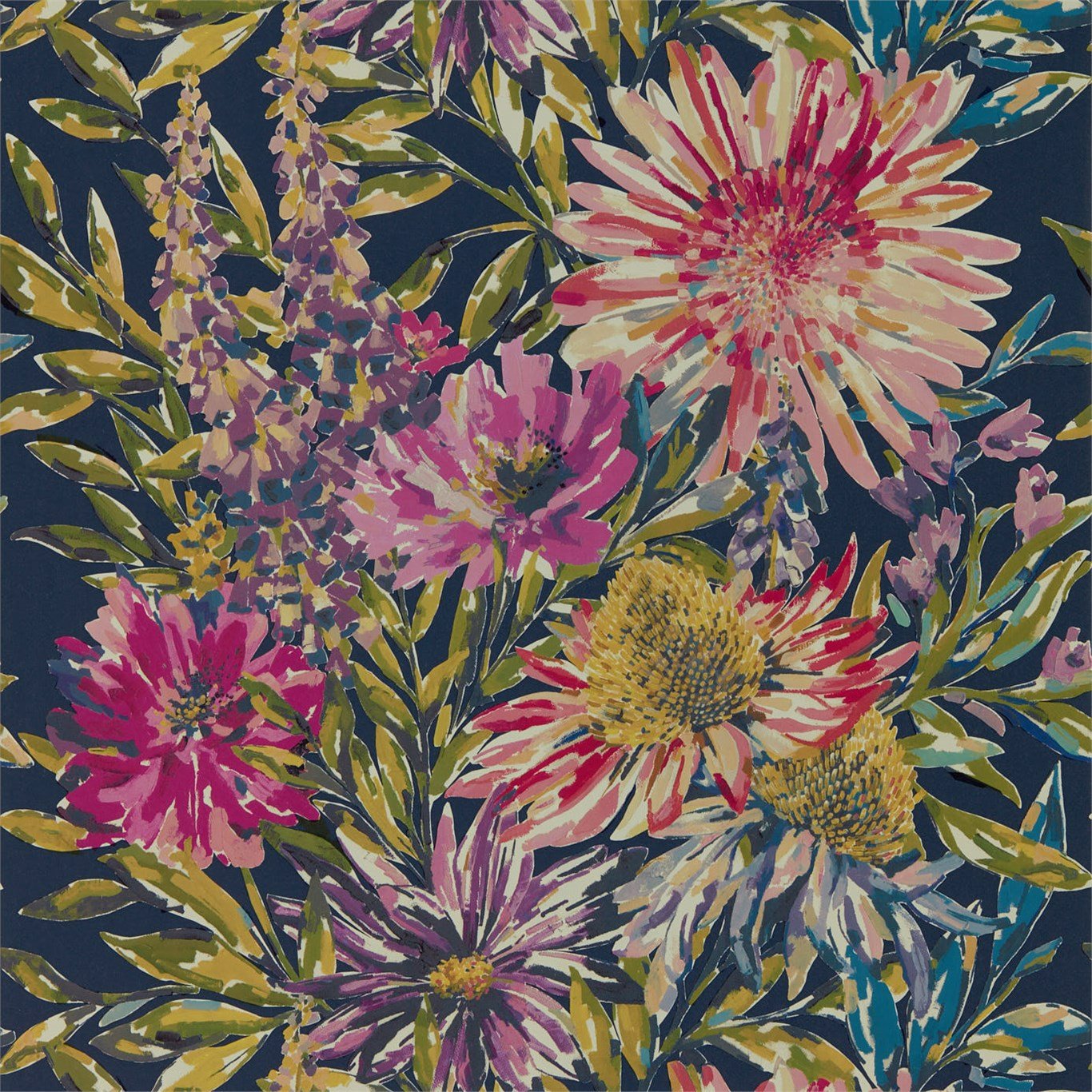 Floreale Wallpaper - Heather/Navy - Harlequin - HSTO111498