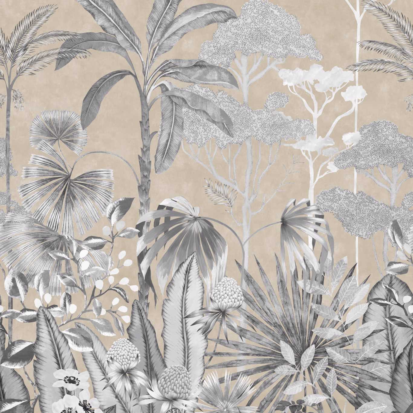 Floreana Wallpaper - Gilt/Black Earth/ Tranquility - Harlequin - HTEW112778