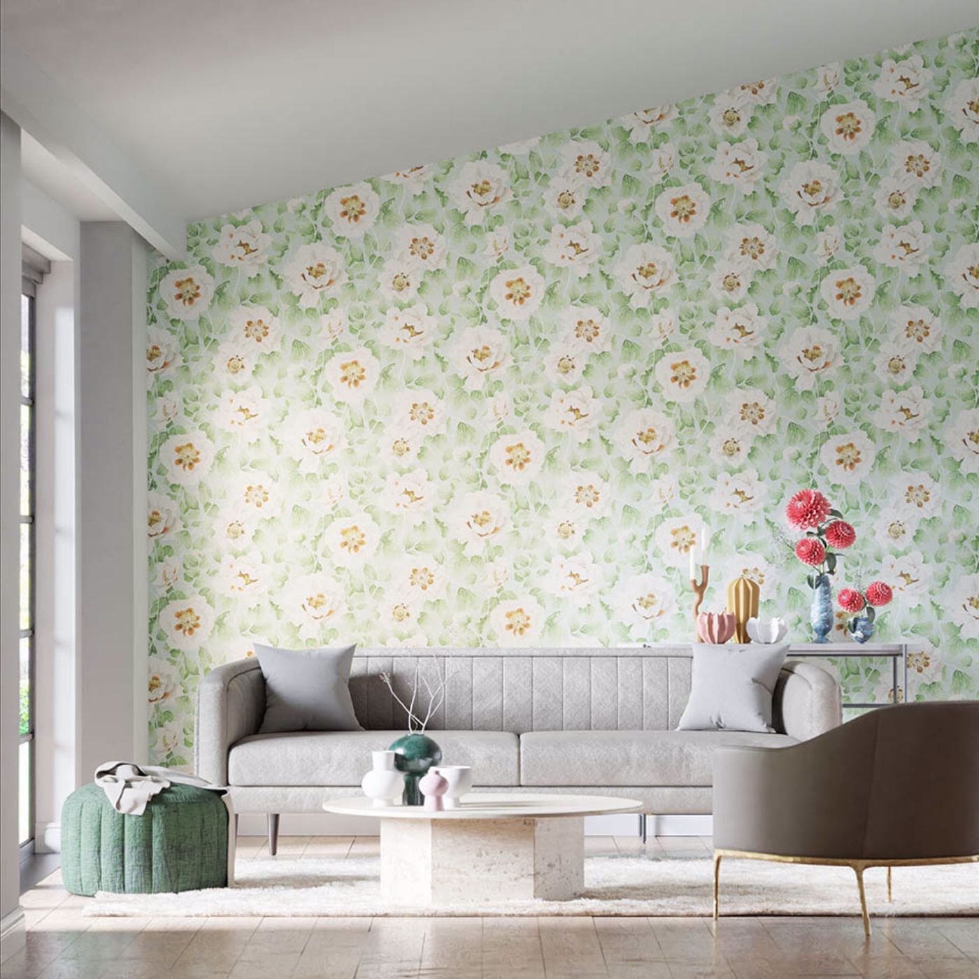 Florent Wallpaper - Seaglass/Clover/Rosehip - Harlequin - HC4W113015