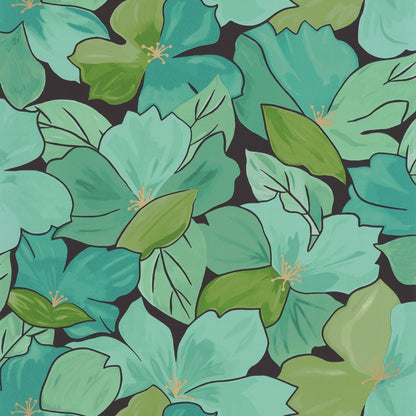 Flower Power August Wallpaper - Vert Emeraude - Caselio - 101887124