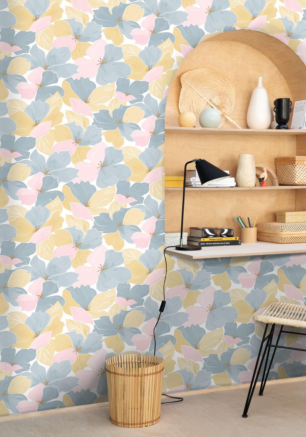 Flower Power August Wallpaper - Bleu Rose - Caselio - 101886042