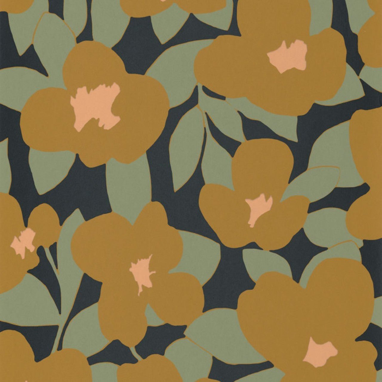 Flower Power Iconic Wallpaper - Camel - Casadeco - 88392521 - Premier Wallcovering