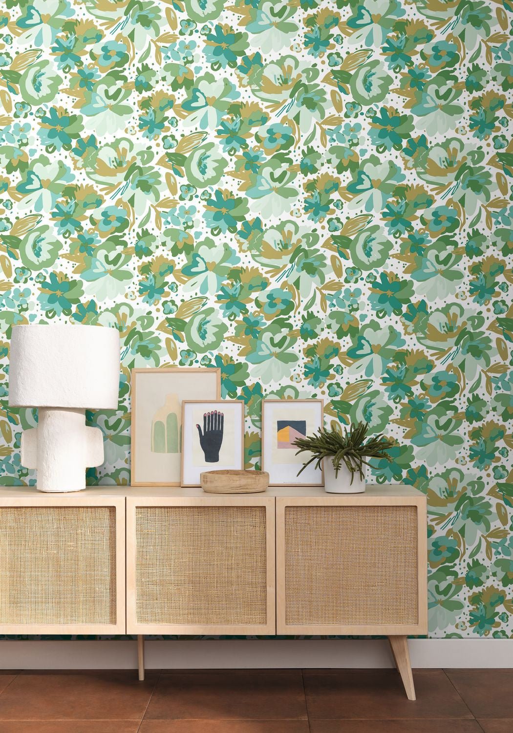 Flower Power July Wallpaper - Vert Emeraude - Caselio - 101877175