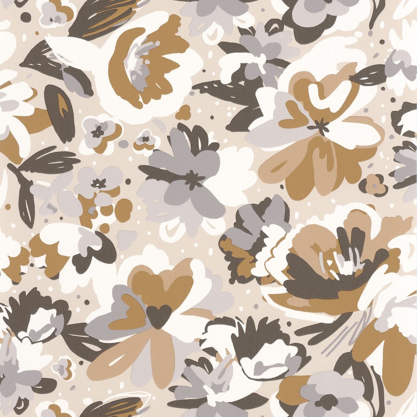 Flower Power July Wallpaper - Beige Gris - Caselio - 101871090