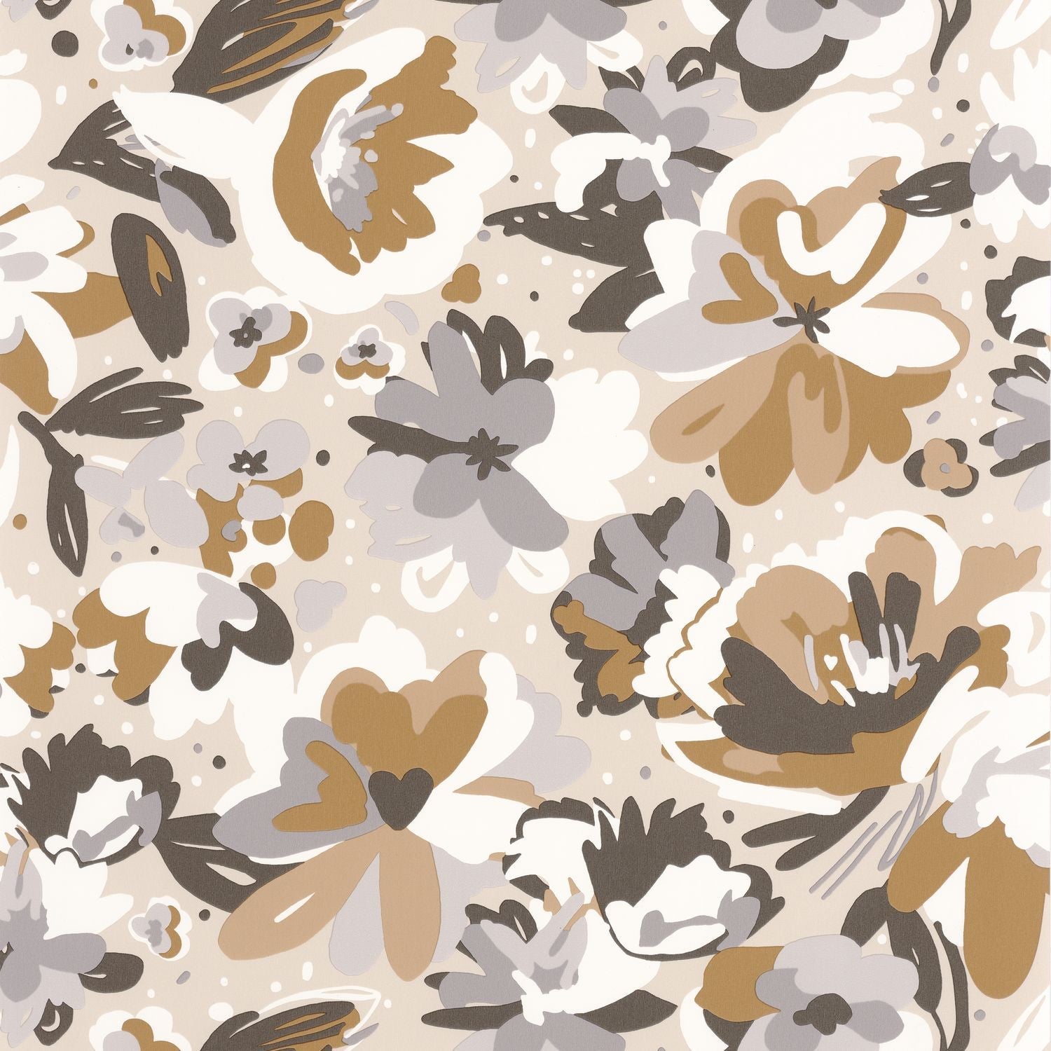 Flower Power July Wallpaper - Beige Gris - Caselio - 101871090
