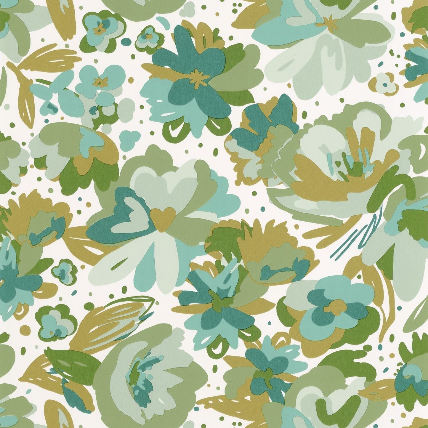 Flower Power July Wallpaper - Vert Emeraude - Caselio - 101877175