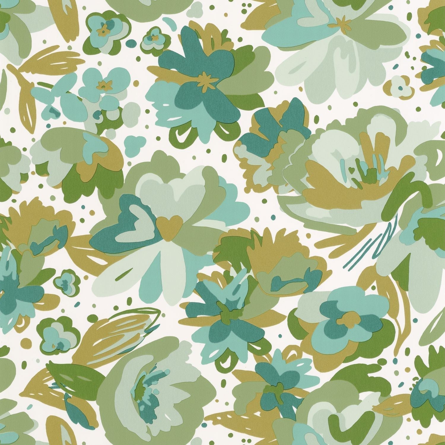Flower Power July Wallpaper - Vert Emeraude - Caselio - 101877175