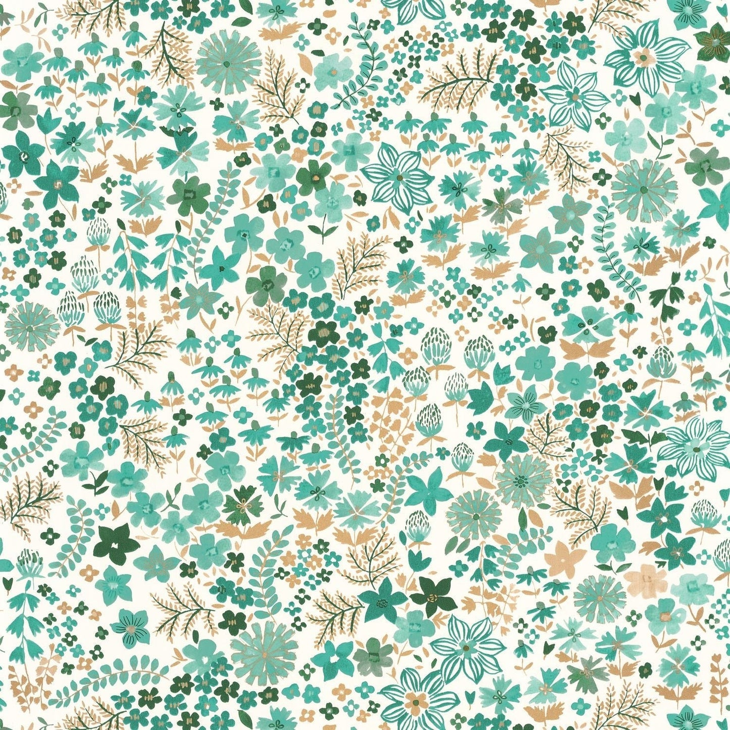 Flower Power June Wallpaper - Emeraude Dore - Caselio - 101867126