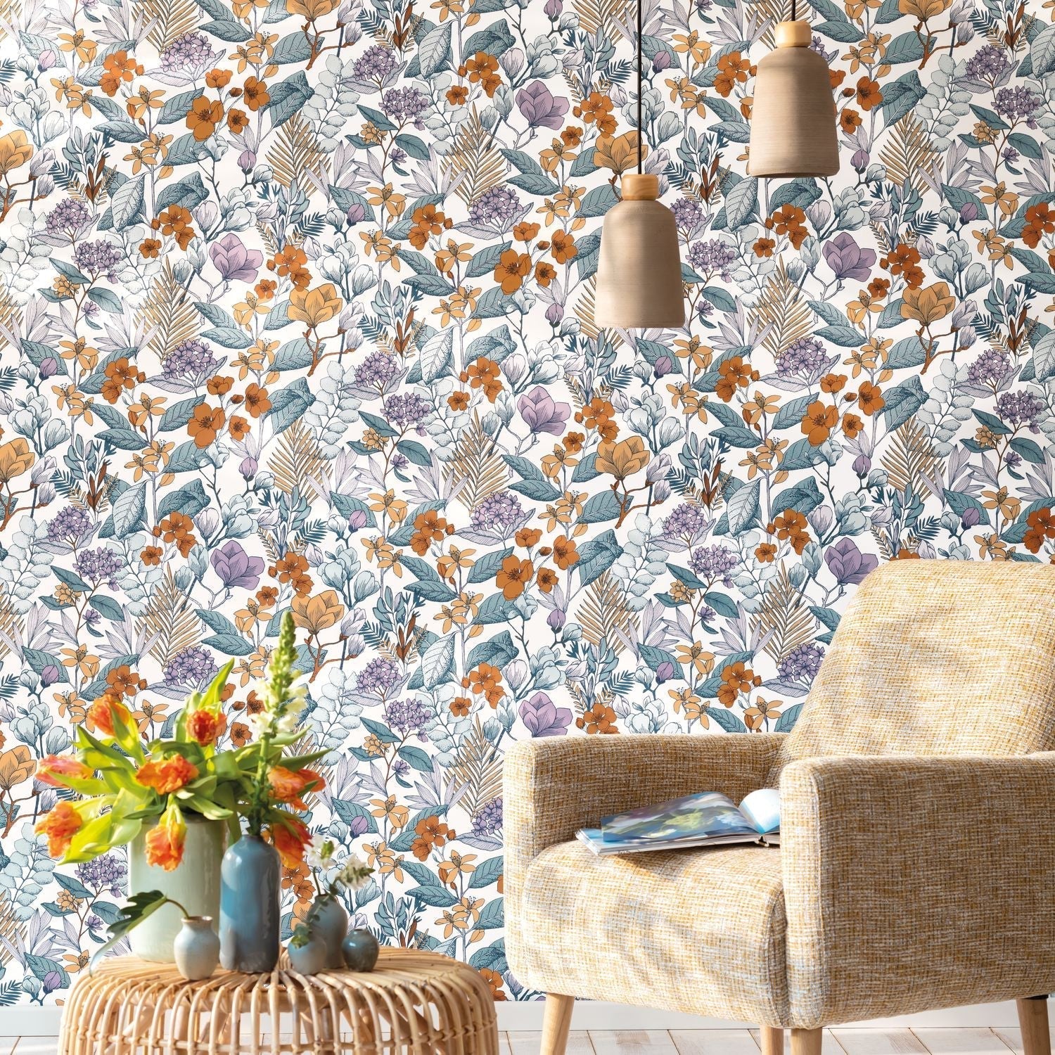 Flower Power May Wallpaper - Parme - Caselio - 101855060