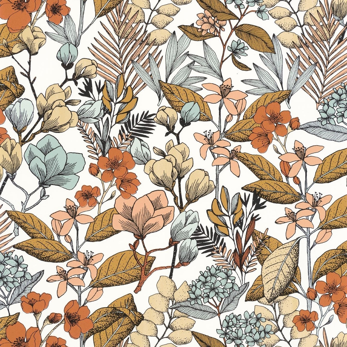 Flower Power May Wallpaper - Ocre Rose - Caselio - 101857241