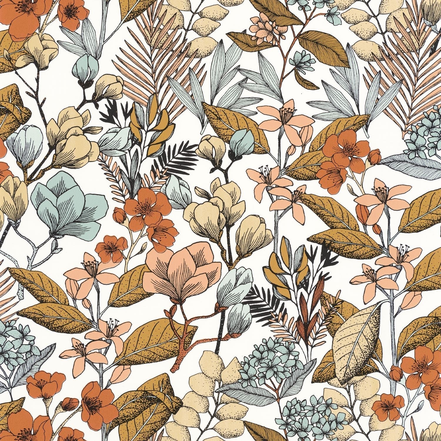 Flower Power May Wallpaper - Ocre Rose - Caselio - 101857241