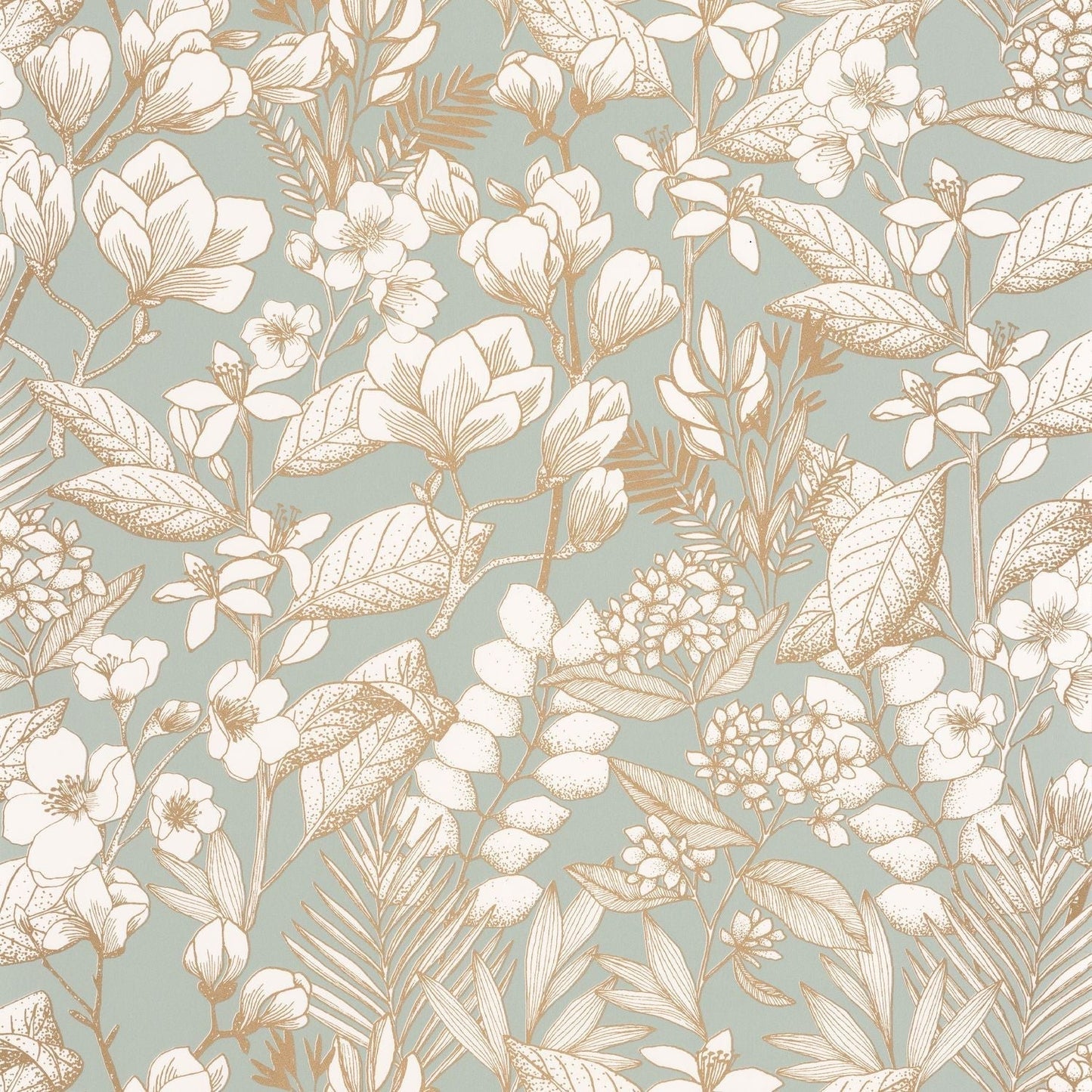 Flower Power May Wallpaper - Vert D'eau - Caselio - 101857024