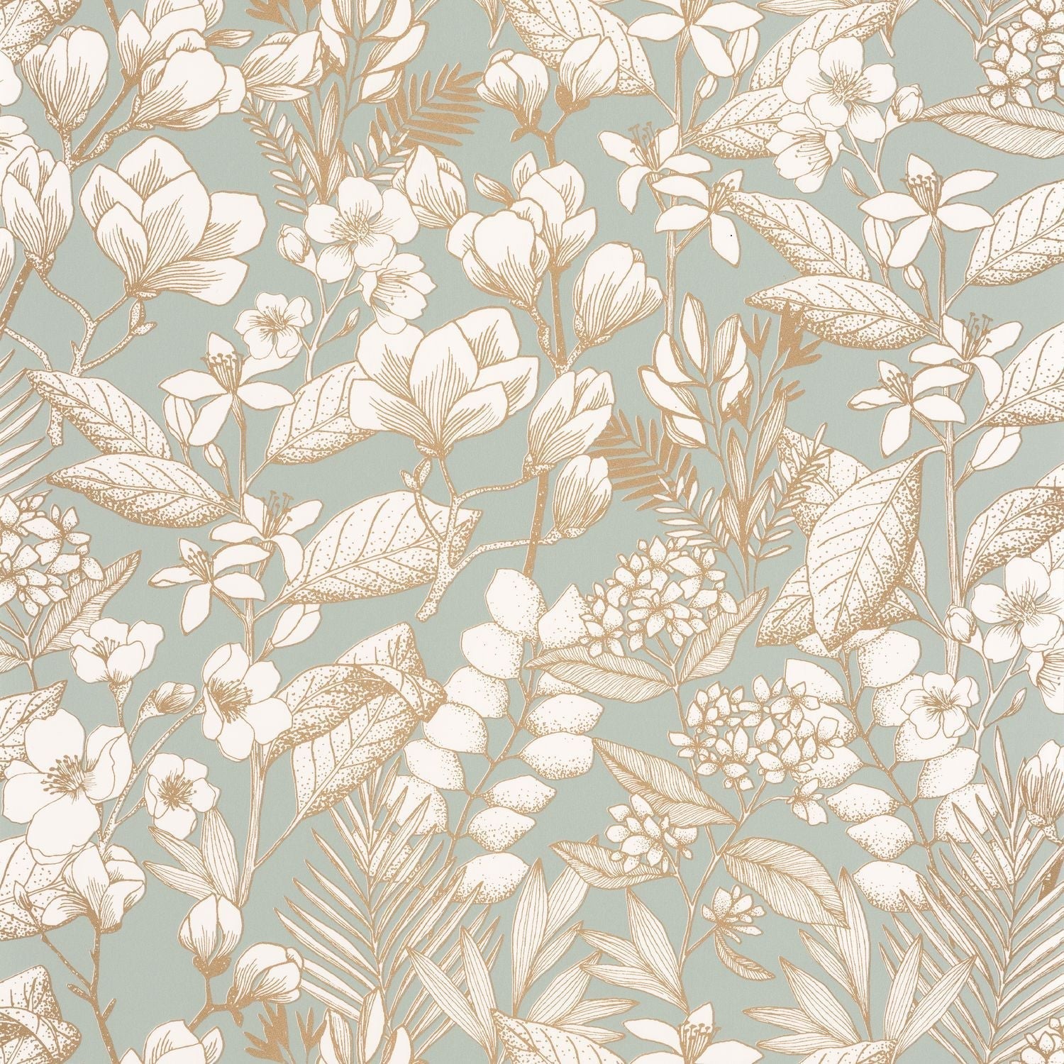 Flower Power May Wallpaper - Vert D'eau - Caselio - 101857024