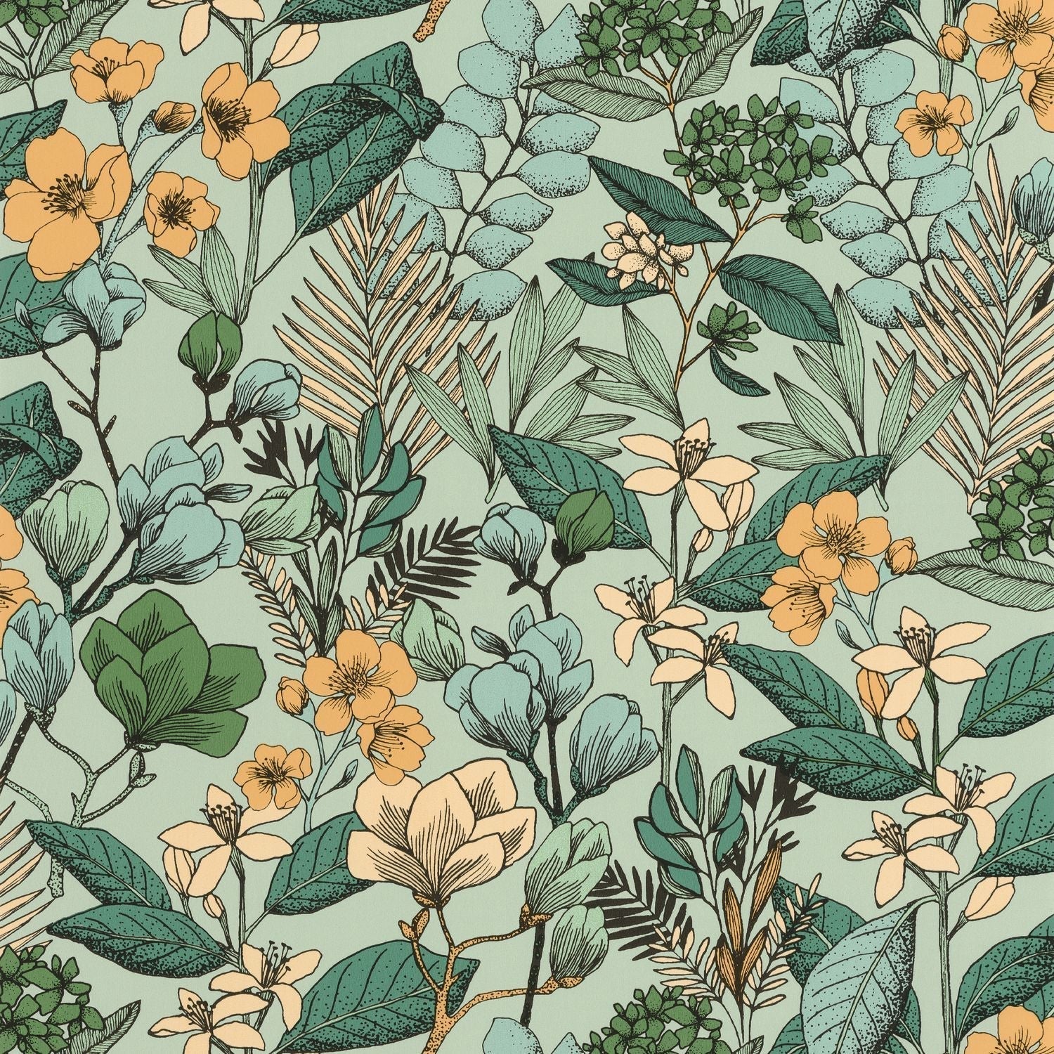Flower Power May Wallpaper - Vert Emeraude - Caselio - 101857129