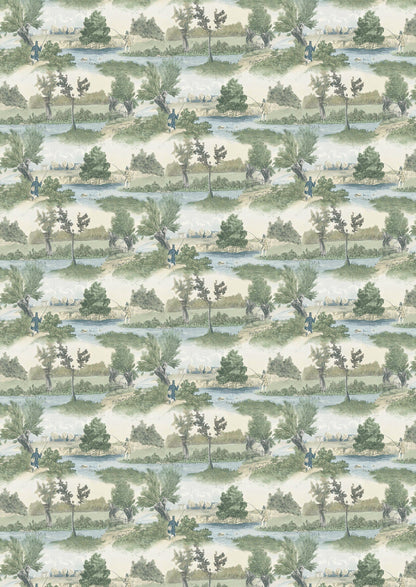 Lewis & Wood - Fly Fishing - Green - Premier Wallcovering