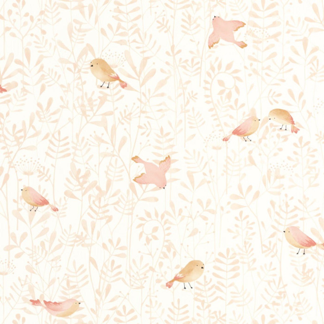 Flying Bird Once Upon A Time Wallpaper - Rose Nude - Casadeco - 88314120 - Premier Wallcovering