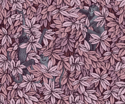 Foglie e Scimmie Wallpaper - Blush with Blue - 123/10048 - Cole & Son - Premier Wallcovering