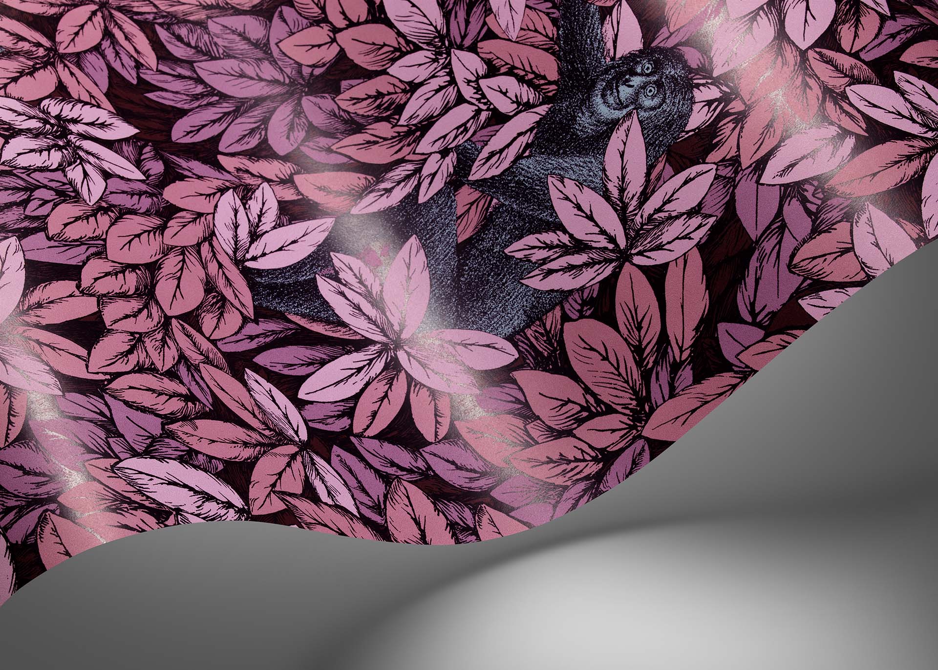 Foglie e Scimmie Wallpaper - Blush with Blue - 123/10048 - Cole & Son - Premier Wallcovering